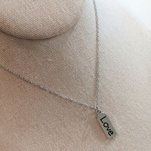 Love Tag Charm and Stainless Steel Chain Necklace NWT